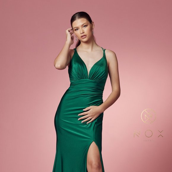 NEW FLOOR LENGTH OFF SHOULDER SHEATH SLEEVELESS DRESS WITH ZIPPER BACK NX E1035 - Picture 3 of 8